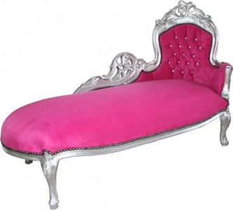 4250828381829 - Barock Chaiselongue King Rosa Silber mit Bling Bling Glitzersteinen 4250828381829 - Barock Chaiselongue King Rosa Silber mit Bling Bling Glitzersteinen