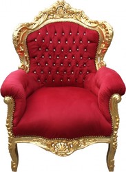 4250828382031 - Barock Sessel King Bordeaux Gold mit Bling Bling Glitzersteinen Mod2