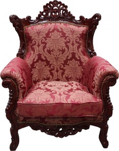 4250828389283 - Barock Sessel Al Capone Bordeaux Muster Braun   Rot - Antik Stil MÃ¶bel