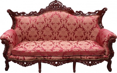 4250828382055 - Barock 3er Sofa Master Bordeaux Muster   Braunrot - Wohnzimmer Couch MÃ¶bel Lounge