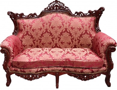 4250828382062 - Barock 2er Sofa Master Bordeaux Muster   Braunrot - Wohnzimmer Couch MÃ¶bel Lounge