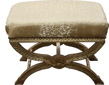 4250828382307 - Barock Sitzhocker   Kreuzhocker Gold Muster   Gold