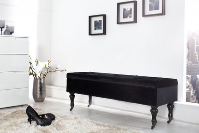 4250828382352 - Barock Sitzbank mit Truhe Schwarz Schwarz - Antik Stil