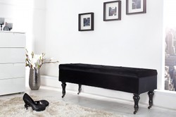 4250828382352 - Barock Sitzbank mit Truhe Schwarz Schwarz - Antik Stil