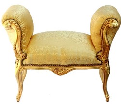 4250828383069 - Barock Schemel Hocker Gold Muster   Gold - Sitzbank