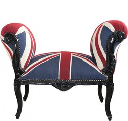 4250828383311 - Barock Schemel Hocker Union Jack   Schwarz - Sitzbank
