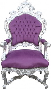 4250828383465 - Barock Luxus Thron Sessel Lila Silber - Unikat - Barock Möbel Thron Königssessel - Limited Edition 4250828383465 - Barock Luxus Thron Sessel Lila Silber - Unikat - Barock Möbel Thron Königssessel - Limited Edition