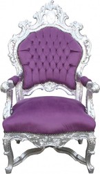 4250828383465 - Barock Luxus Thron Sessel Lila Silber - Unikat - Barock Möbel Thron Königssessel - Limited Edition 4250828383465 - Barock Luxus Thron Sessel Lila Silber - Unikat - Barock Möbel Thron Königssessel - Limited Edition