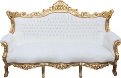 4250828383519 - Barock 3-er Sofa  Master Weiss   Gold - Antik MÃ¶bel