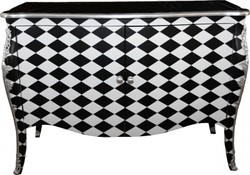 4250828383557 - Barock Kommode Karo Schwarz   WeiÃ 120 cm - Schrank mit 2 TÃ¼ren