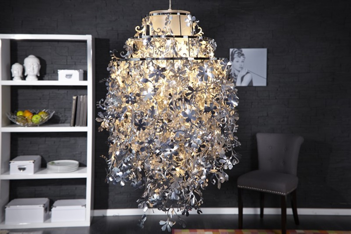 4250828383618 - Designer HÃ¤ngeleuchte Silber - Leuchte Deckeleuchte LÃ¼ster Kronleuchter HÃ¤ngelampe