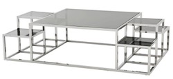 4250828383854 - Luxus Art Deco Designer Couchtisch Edelstahl poliert mit Rauchglas 150 x 90 cm - Luxus Kollektion 4250828383854 - Luxus Art Deco Designer Couchtisch Edelstahl poliert mit Rauchglas 150 x 90 cm - Luxus Kollektion