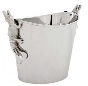 4250828384073 - Massiver Luxus Tisch Weinflaschen Halter WeinkÃ¼hler Krokodil Nickel Finish - Luxury Collection WeinstÃ¤nder WeinflaschenkÃ¼hler Weinflaschenhalter