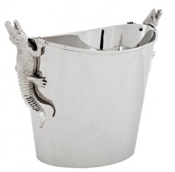 4250828384073 - Massiver Luxus Tisch Weinflaschen Halter WeinkÃ¼hler Krokodil Nickel Finish - Luxury Collection WeinstÃ¤nder WeinflaschenkÃ¼hler Weinflaschenhalter