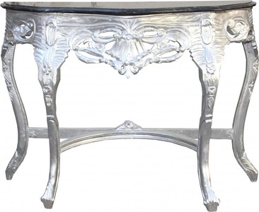 4250828384264 - Barock Konsolentisch Silber   Schwarz mit Marmorplatte Mod2 - Konsole