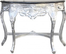 4250828384264 - Barock Konsolentisch Silber   Schwarz mit Marmorplatte Mod2 - Konsole