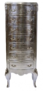 4251287784817 - Barock Kommode Silber mit 7 Schubladen 120 x 45x 35 cm - Antik Stil