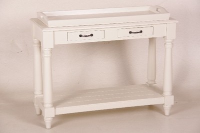 4250828384769 - Landhaus Stil Konsolen Tisch mit abnehmbaren Tablett weiÃ - Shabby Chic MÃ¶bel