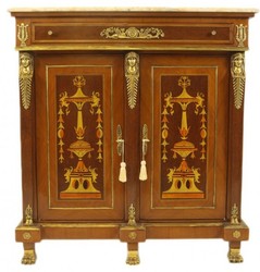 4250828384813 - Empire Barock Kommode Mahagony Intarsien mit Marmorplatte
