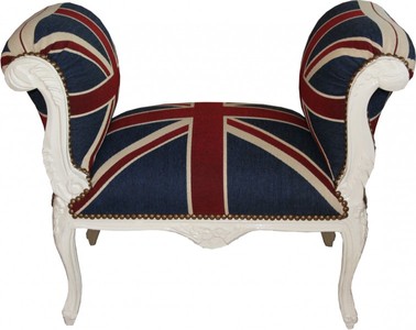 4250828384967 - Barock Schemel Hocker Union Jack   Creme - Sitzbank