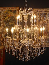 4250828385100 - Barock Kristall Kronleuchter 12-Flammig Silber - HÃ¤ngeleuchte LÃ¼ster HÃ¤ngelampe Deckenlampe