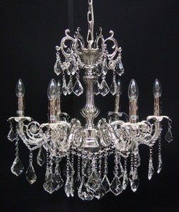 4250828385124 - Barock Kristall Kronleuchter 6-Flammig Silber - HÃ¤ngeleuchte LÃ¼ster HÃ¤ngelampe Deckenlampe