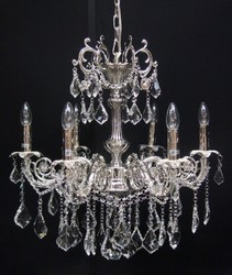 4250828385124 - Barock Kristall Kronleuchter 6-Flammig Silber - HÃ¤ngeleuchte LÃ¼ster HÃ¤ngelampe Deckenlampe