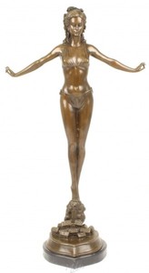 4250828385407 - Luxus Bronze Figur Frauenfigur auf Natursteinsockel - Art Deco Skulptur 4250828385407 - Luxus Bronze Figur Frauenfigur auf Natursteinsockel - Art Deco Skulptur