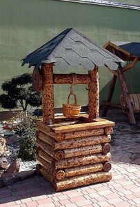 Casa Padrino garden fountains Rustic with bailer Mod G2 - oak solid wood - garden fountains real wood solid – Bild 2