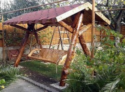 4250828386237 - Garten Schaukel Rustikal Ã¼berdacht Hollywood Schaukel Mod S1 - Eiche Massivholz - Echtholz Massiv