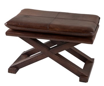 4250828386589 - Luxus Echt Leder Hocker Dunkelbraun mit Nieten - Leder Möbel 4250828386589 - Luxus Echt Leder Hocker Dunkelbraun mit Nieten - Leder Möbel