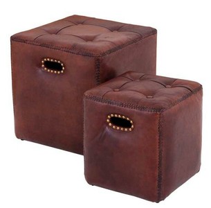 4250828386602 - Luxus Echt Leder Hocker Set Braun - Leder Möbel (2 Hocker) 4250828386602 - Luxus Echt Leder Hocker Set Braun - Leder Möbel (2 Hocker)