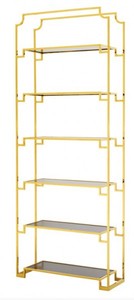 4250828386671 - Luxus Regal Schrank Edelstahl Gold mit Rauchglas B 90 x H 230 cm BÃ¼cherregal Regal Schrank - Art Deco MÃ¶bel