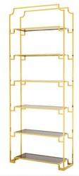 4250828386671 - Luxus Regal Schrank Edelstahl Gold mit Rauchglas B 90 x H 230 cm BÃ¼cherregal Regal Schrank - Art Deco MÃ¶bel
