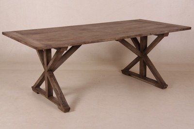 4250828386886 - Vintage Teak Esstisch Rustic Grey 210 x 100 cm - Landhaus Stil Tisch Teakholz