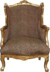 4250828387456 - Barock Lounge Thron Sessel Leopard   Gold Mod2 - Ohren Sessel - Ohrensessel Tron Stuhl
