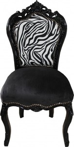 4250828387494 - Barock Esszimmer Stuhl ohne Armlehnen Schwarz Zebra Schwarz - Antik MÃ¶bel Zebra