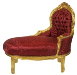 4250828387548 - Barock Kinder Chaiselongue Bordeaux Muster   Gold - KindermÃ¶bel