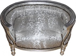 4250828387807 - Barock Hunde & Katzen Sofa in Silber - Hundesessel Sitz Hundebett Katzenbett Hund Katze MÃ¶bel