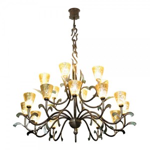 4250828388040 - Barock Schmiedeeisen Kronleuchter 18-Flammig Glas HÃ¤ngeleuchte LÃ¼ster HÃ¤ngelampe Deckenlampe - Burg Schloss Leuchter