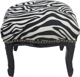 4250828388125 - Barock FuÃhocker Zebra   Schwarz - Antik Stil MÃ¶bel - Hocker