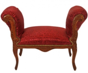 4250828388415 - Barock Schemel Hocker Bordeaux Muster   Braun - Sitzbank MÃ¶bel