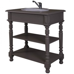 4250828388767 - Landhaus Stil Waschschrank Waschtisch inkl 1 Waschbecken Grau - Bad Schrank