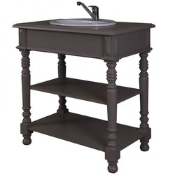 4250828388767 - Landhaus Stil Waschschrank Waschtisch inkl 1 Waschbecken Grau - Bad Schrank