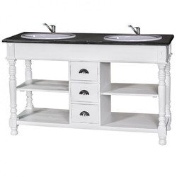 4250828388941 - Landhaus Stil Waschschrank Waschtisch inkl 2 Waschbecken mit Schubladen San Sebastian - Bad Schrank Massivholz