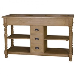 4250828388934 - Landhaus Stil Waschschrank Waschtisch inkl 2 Waschbecken mit Schubladen San Sebastian - Bad Schrank Massivholz