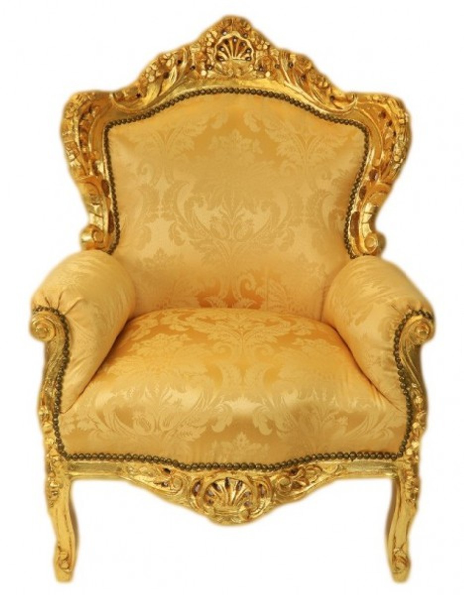 Casa Padrino Baroque Armchair King Gold Pattern / Gold ...