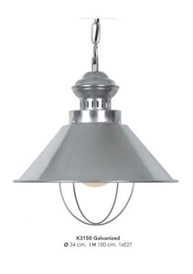 4250828389245 - HÃ¤ngeleuchte Deckenleuchte Verzinkt Industrial Design 34 cm Durchmesser - Industrie Lampe Leuchte Industrieleuchte
