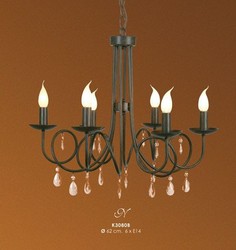 4250828389443 - HÃ¤ngeleuchter Schwarz 6- armig mit Deko Kristallen - Barock Restaurant - Hotel Lampe Leuchte - HÃ¤ngeleuchte Art Deco