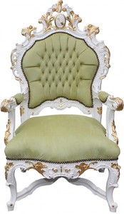4250828389474 - Barock Luxus Thron Sessel GrÃ¼n Weiss Gold - Unikat - Barock MÃ¶bel Thron KÃ¶nigssessel - Limited Edition